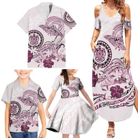 Polynesian Manta Ray Family Matching Summer Maxi Dress and Hawaiian Shirt Pink Floral Turtle Tattoo LT9 - Polynesian Pride