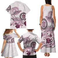 Polynesian Manta Ray Family Matching Tank Maxi Dress and Hawaiian Shirt Pink Floral Turtle Tattoo LT9 - Polynesian Pride