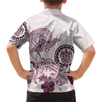 Polynesian Manta Ray Hawaiian Shirt Pink Floral Turtle Tattoo - Polynesian Pride
