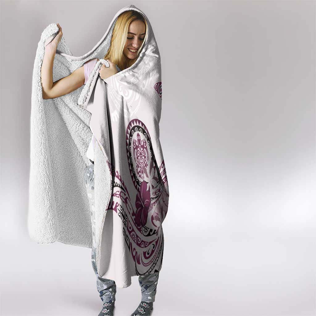 Polynesian Manta Ray Hooded Blanket Pink Floral Turtle Tattoo - Polynesian Pride