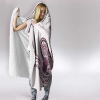 Polynesian Manta Ray Hooded Blanket Pink Floral Turtle Tattoo - Polynesian Pride