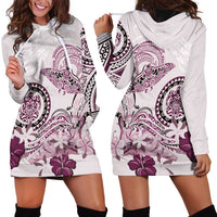 Polynesian Manta Ray Hoodie Dress Pink Floral Turtle Tattoo LT9 - Polynesian Pride