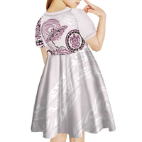 Polynesian Manta Ray Kid Short Sleeve Dress Pink Floral Turtle Tattoo - Polynesian Pride