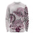 Polynesian Manta Ray Long Sleeve Shirt Pink Floral Turtle Tattoo - Polynesian Pride