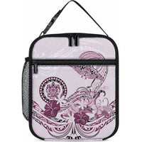 Polynesian Manta Ray Lunch Bag Pink Floral Turtle Tattoo LT9 10.2 × 8.3 × 4.3 inch Pink - Polynesian Pride