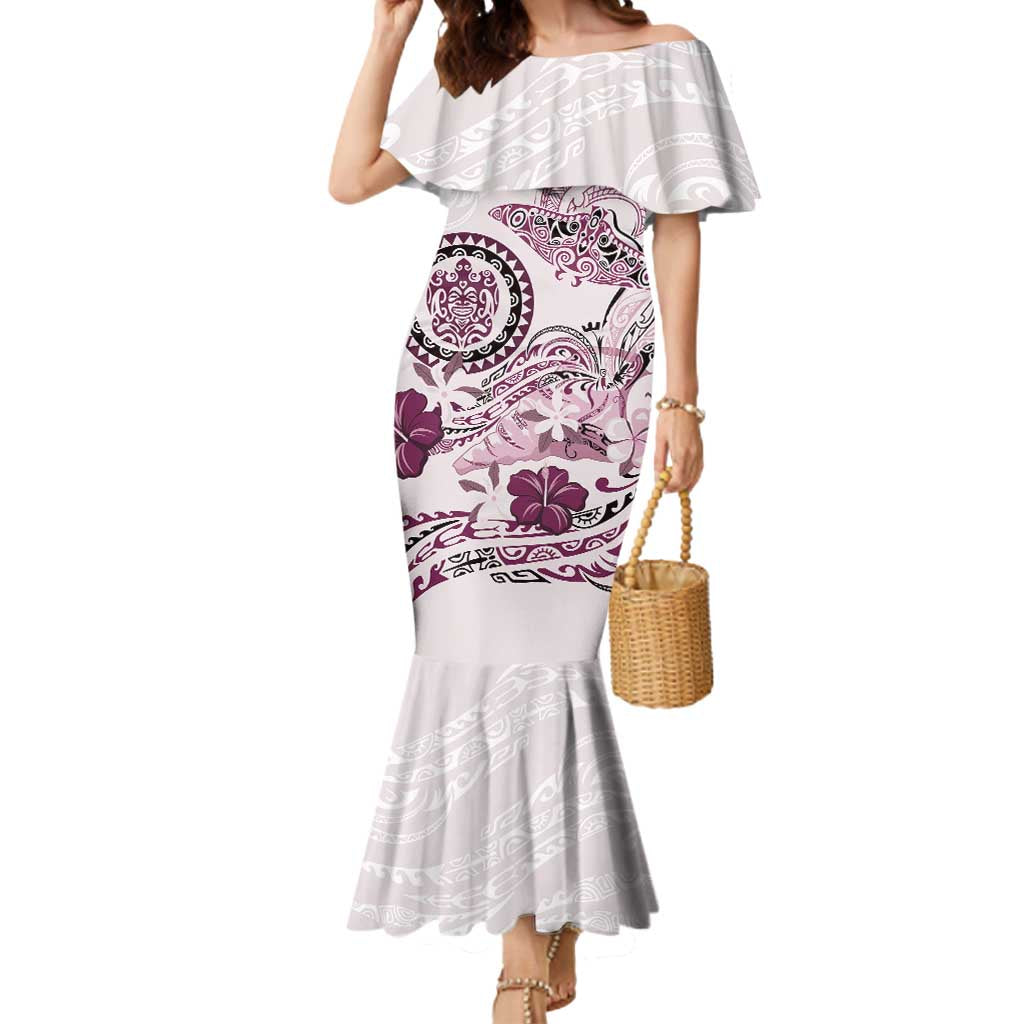 Polynesian Manta Ray Mermaid Dress Pink Floral Turtle Tattoo LT9 Women Pink - Polynesian Pride