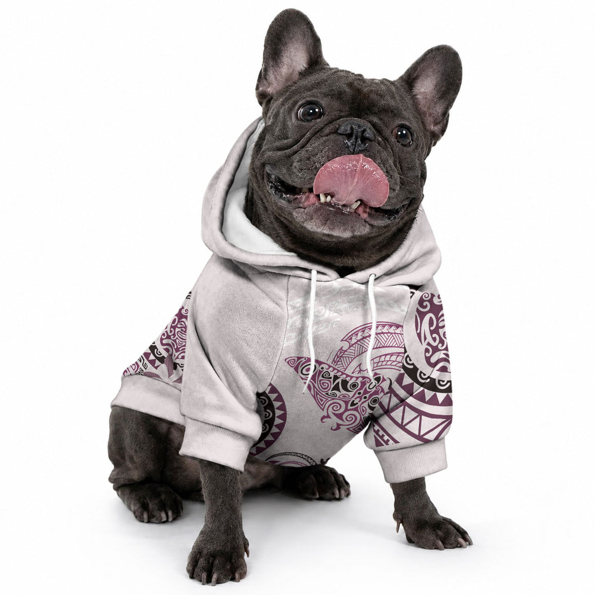 Polynesian Manta Ray Pet Hoodie Pink Floral Turtle Tattoo LT9 - Polynesian Pride