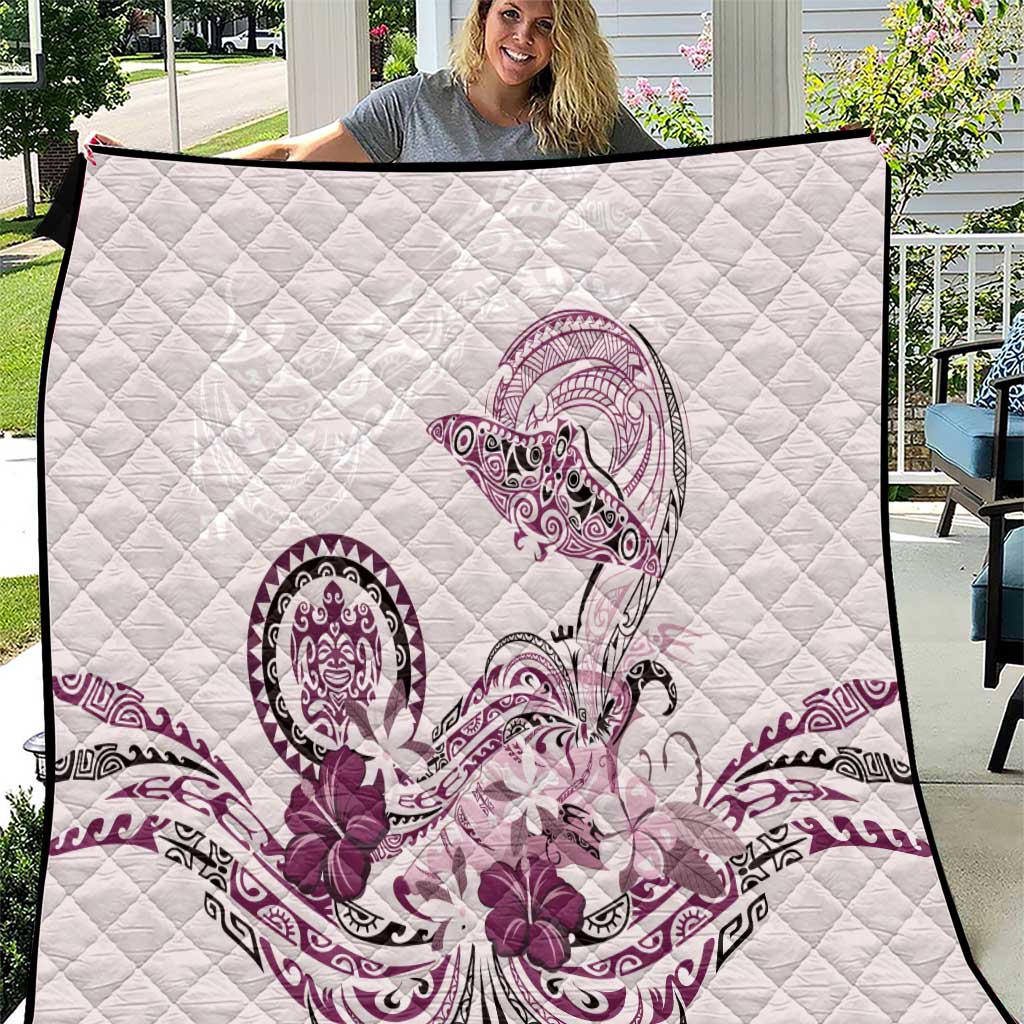 Polynesian Manta Ray Quilt Pink Floral Turtle Tattoo LT9 Pink - Polynesian Pride