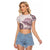 Polynesian Manta Ray Raglan Cropped T Shirt Pink Floral Turtle Tattoo - Polynesian Pride