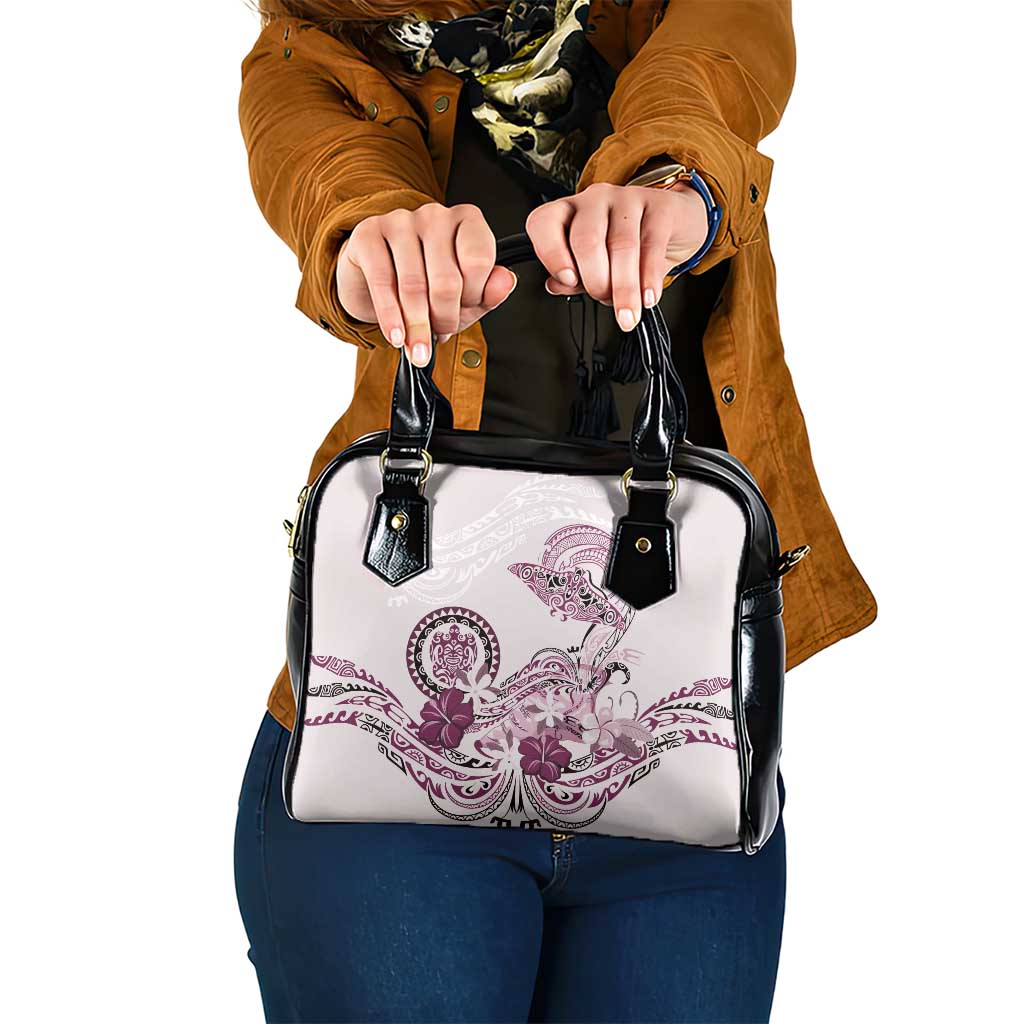 Polynesian Manta Ray Shoulder Handbag Pink Floral Turtle Tattoo LT9 One Size Pink - Polynesian Pride