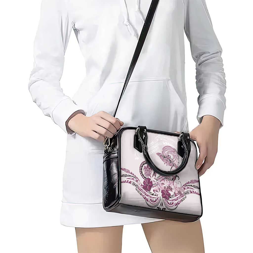 Polynesian Manta Ray Shoulder Handbag Pink Floral Turtle Tattoo - Polynesian Pride