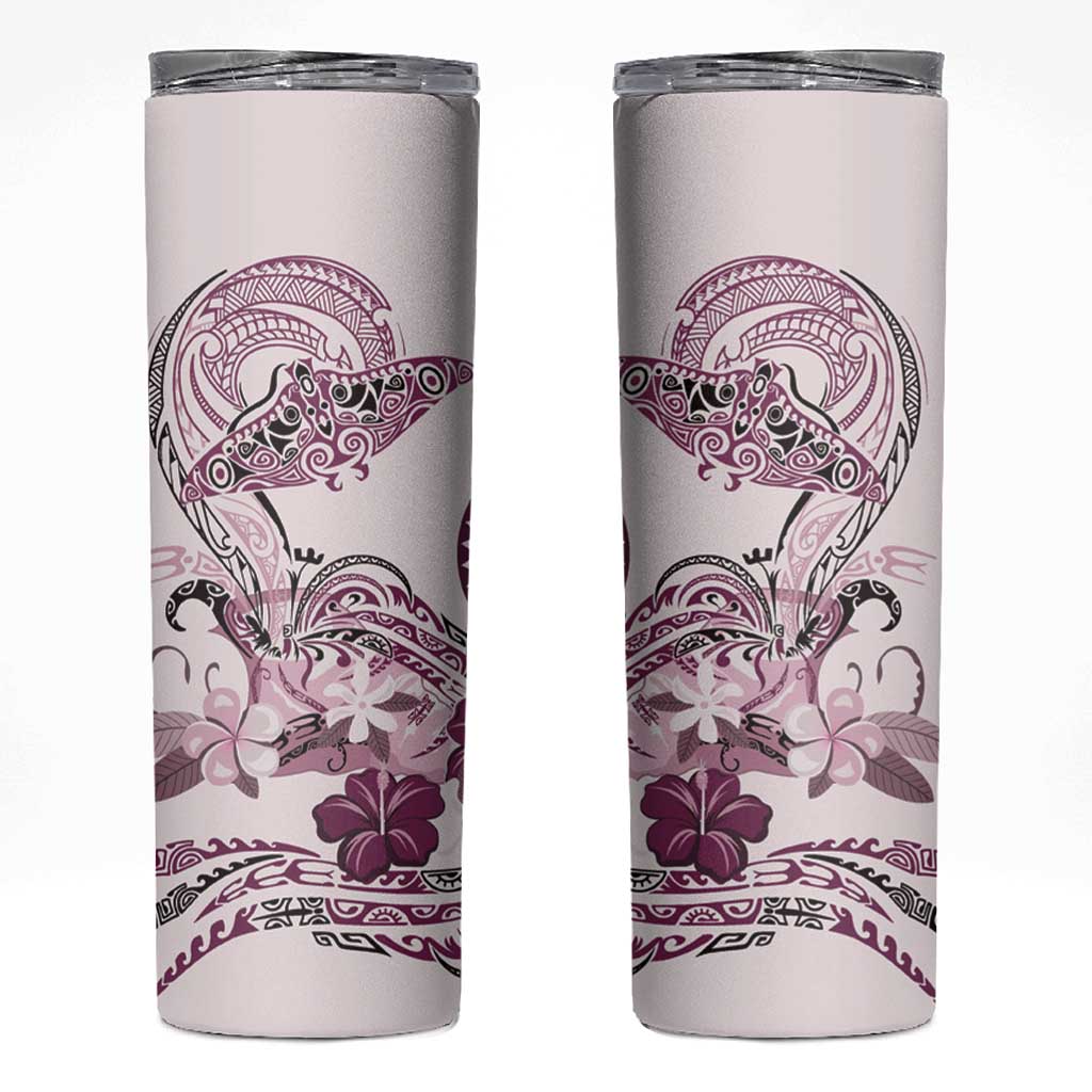 Polynesian Manta Ray Skinny Tumbler Pink Floral Turtle Tattoo LT9 Pink - Polynesian Pride