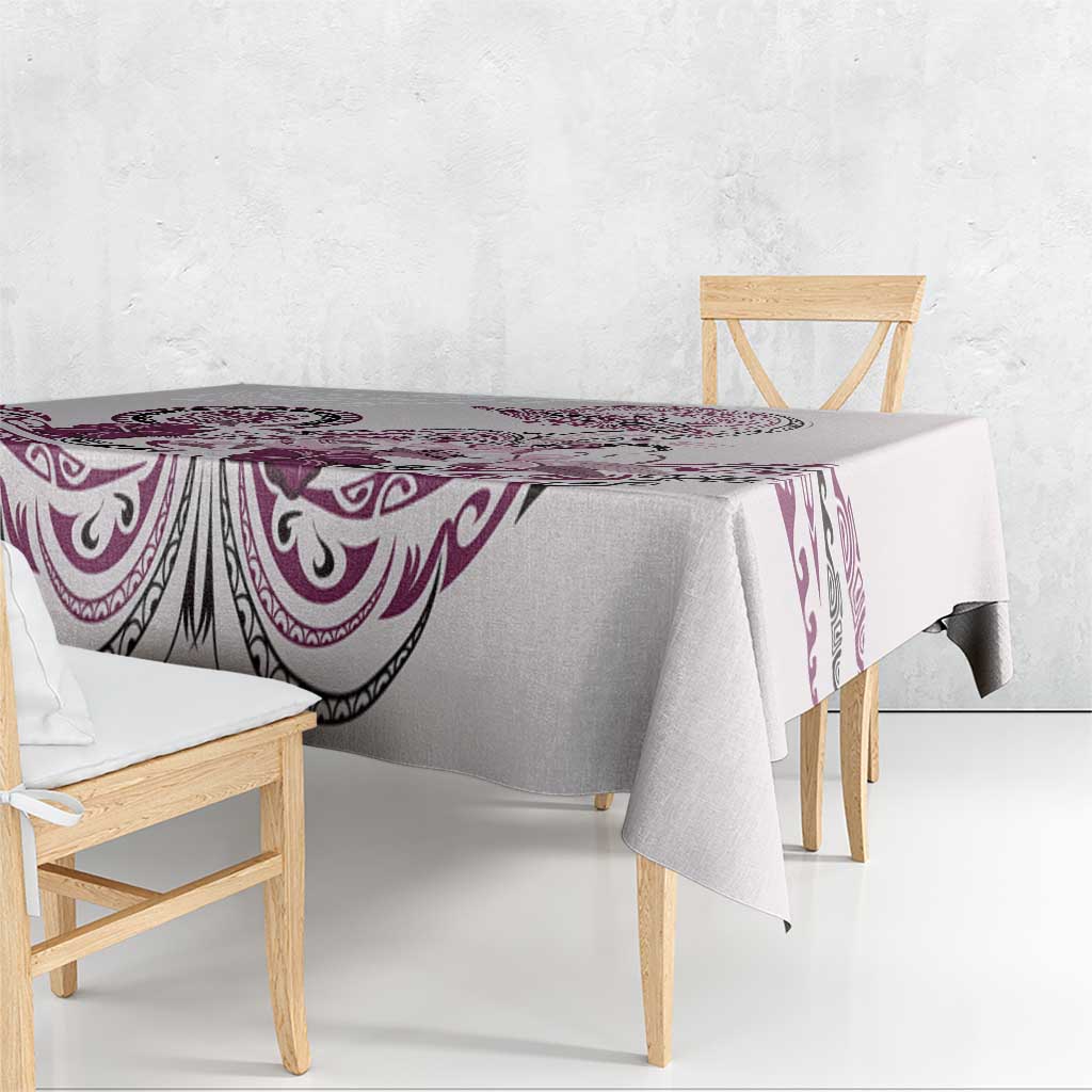 Polynesian Manta Ray Tablecloth Pink Floral Turtle Tattoo - Polynesian Pride