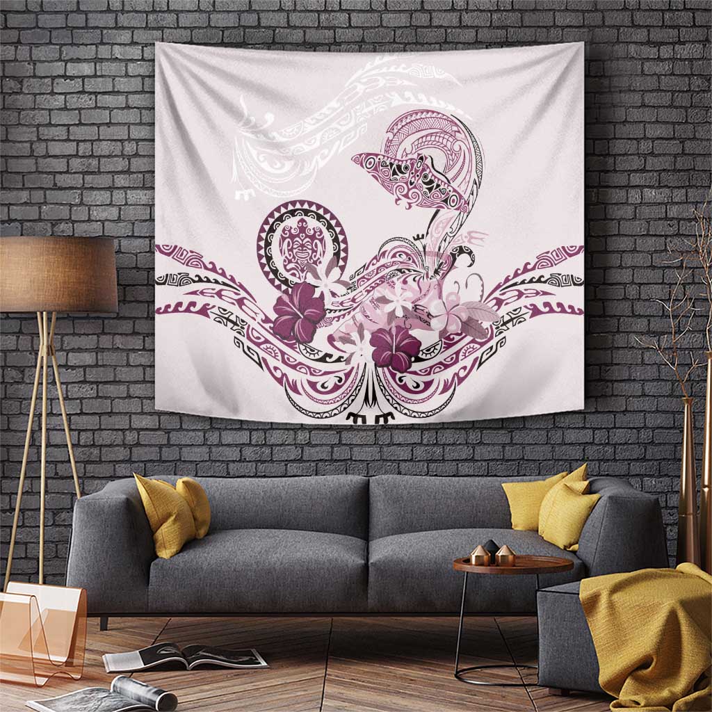 Polynesian Manta Ray Tapestry Pink Floral Turtle Tattoo LT9 Pink - Polynesian Pride