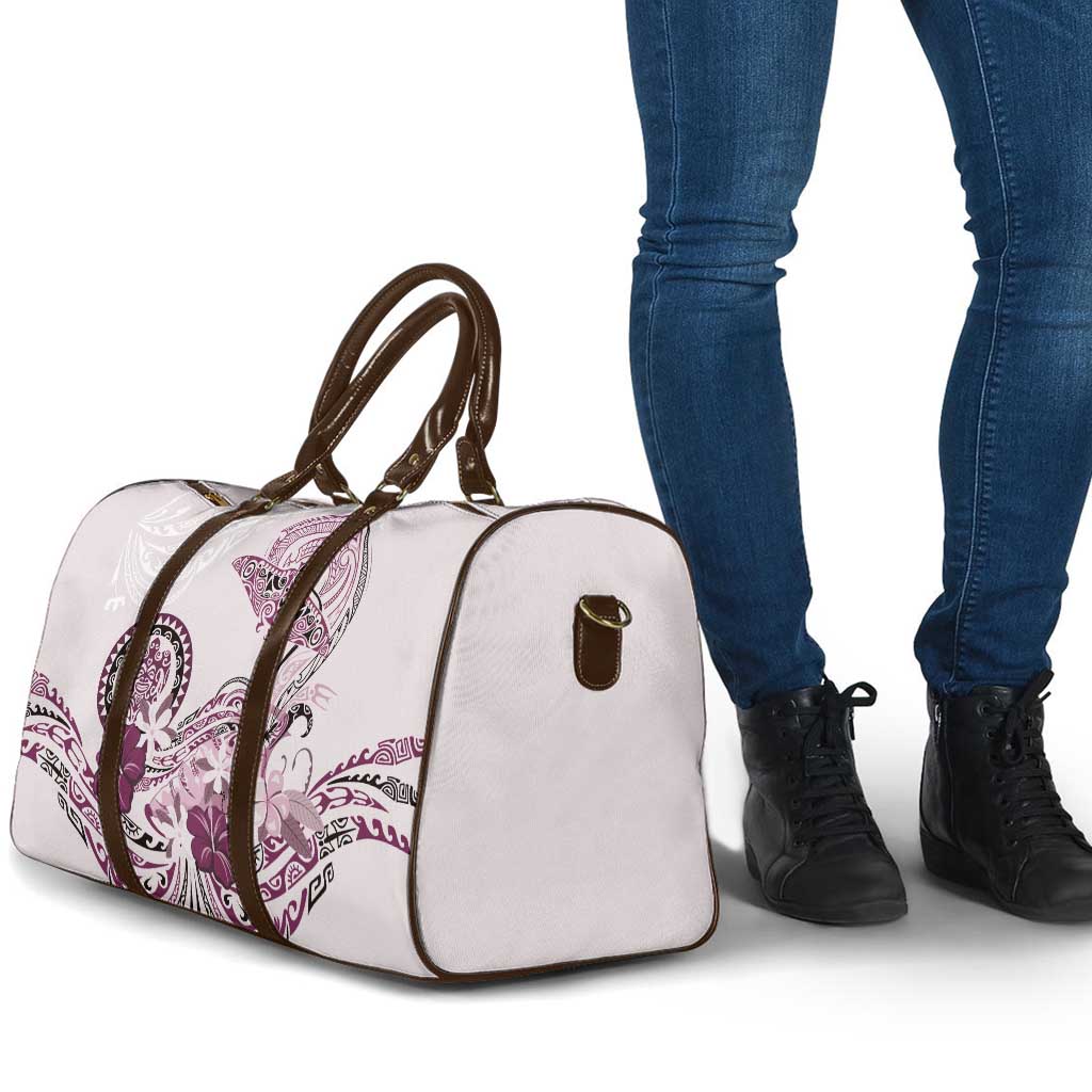 Polynesian Manta Ray Travel Bag Pink Floral Turtle Tattoo - Polynesian Pride