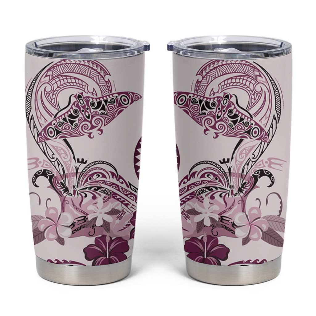 Polynesian Manta Ray Tumbler Cup Pink Floral Turtle Tattoo LT9 Pink - Polynesian Pride