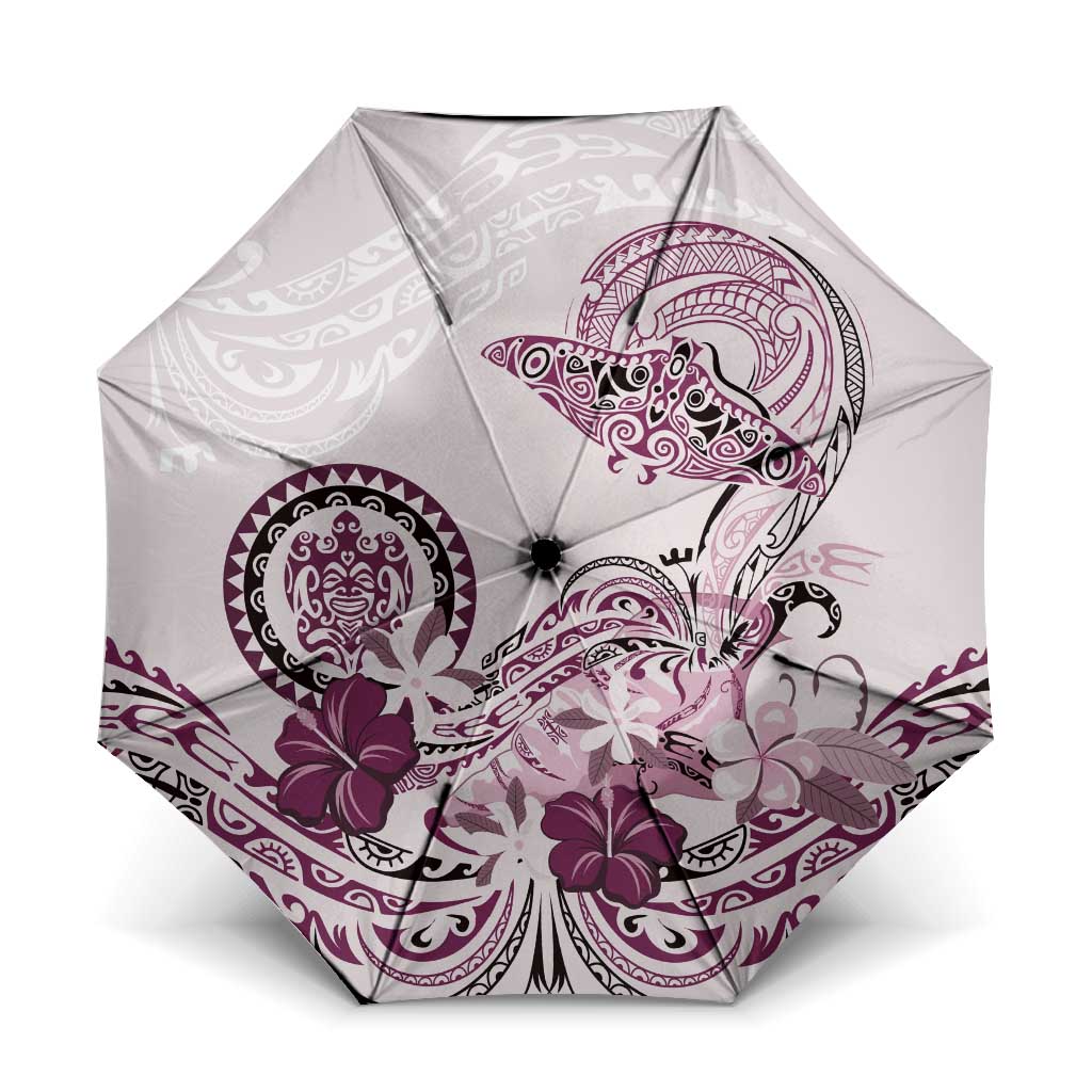 Polynesian Manta Ray Umbrella Pink Floral Turtle Tattoo LT9 One Size Folded 11.42 inch Opened Diameter 37.4 inch Pink - Polynesian Pride