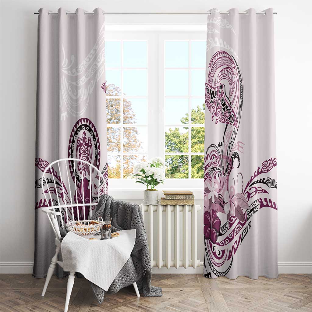 Polynesian Manta Ray Window Curtain Pink Floral Turtle Tattoo - Polynesian Pride