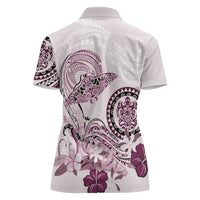 Polynesian Manta Ray Women Polo Shirt Pink Floral Turtle Tattoo LT9 - Polynesian Pride