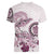Polynesian Manta Ray Women V-Neck T-Shirt Pink Floral Turtle Tattoo - Polynesian Pride