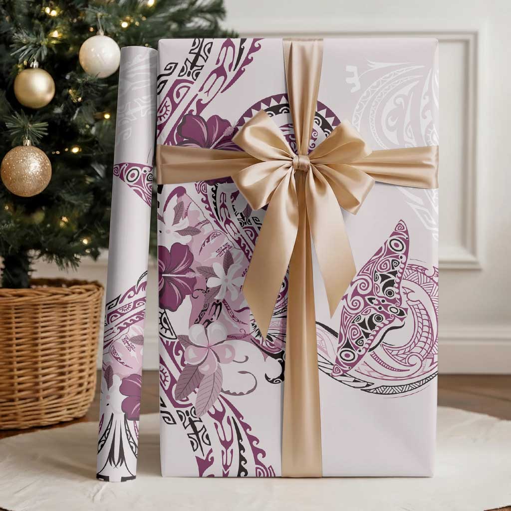 Polynesian Manta Ray Wrapping Paper Pink Floral Turtle Tattoo - Polynesian Pride