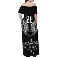 Custom New Zealand Rugby Family Matching Off Shoulder Maxi Dress and Hawaiian Shirt Black Haka Dance With NZ Champions History LT9 - Polynesian Pride