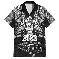 Custom New Zealand Rugby Family Matching Summer Maxi Dress and Hawaiian Shirt Black Haka Dance With NZ Champions History LT9 Dad's Shirt - Short Sleeve Black - Polynesian Pride