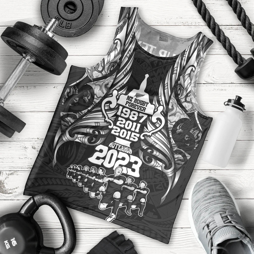 Custom New Zealand Rugby Men Tank Top Black Haka Dance With NZ Champions History LT9 - Polynesian Pride