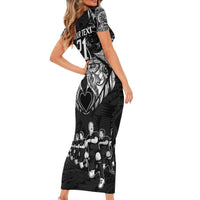 Custom New Zealand Rugby Short Sleeve Bodycon Dress Black Haka Dance With NZ Champions History LT9 - Polynesian Pride
