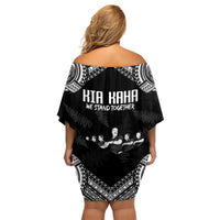 NZ Rugby Family Matching Off Shoulder Short Dress and Hawaiian Shirt Kapa Opango Maori Haka With Years of The All Black Champions LT9 - Polynesian Pride