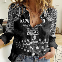 NZ Rugby Women Casual Shirt Kapa Opango Maori Haka With Years of The All Black Champions LT9 Female Black - Polynesian Pride