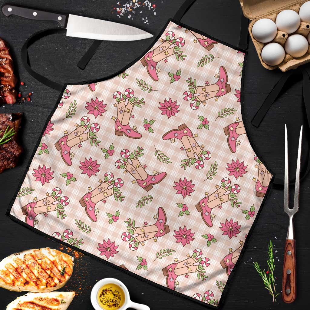 Beige Paniolo Palaka Hawaiian Cowgirl Christmas Apron - Polynesian Pride