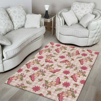 Beige Paniolo Palaka Hawaiian Cowgirl Christmas Area Rug - Polynesian Pride