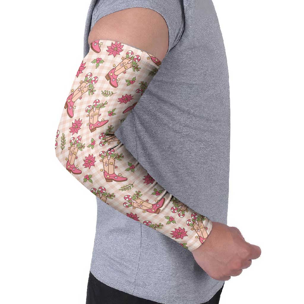 Beige Paniolo Palaka Hawaiian Cowgirl Christmas Arm Sleeves - Polynesian Pride