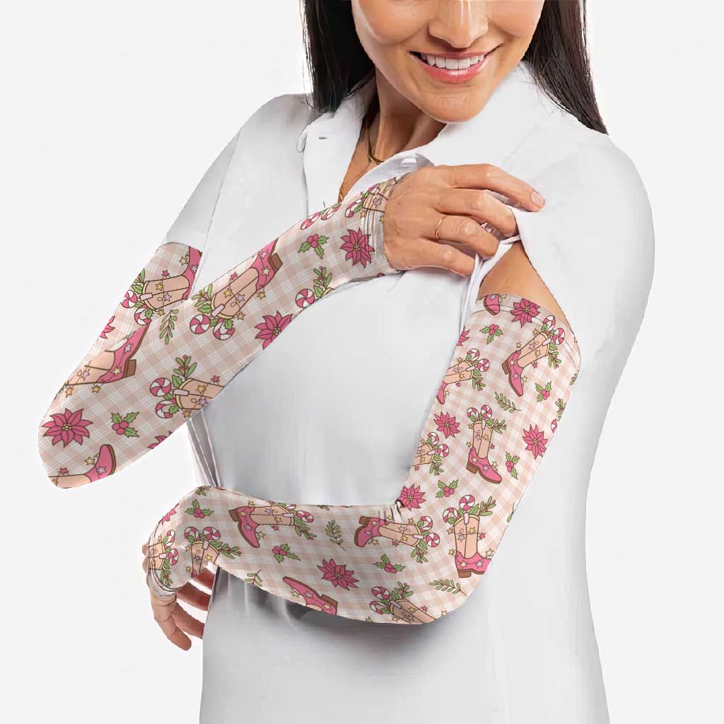 Beige Paniolo Palaka Hawaiian Cowgirl Christmas Arm Sleeves - Polynesian Pride