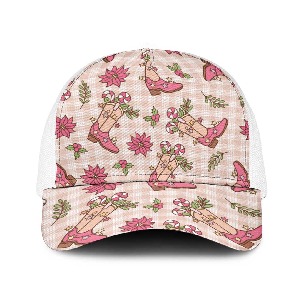 Beige Paniolo Palaka Hawaiian Cowgirl Christmas Baseball Net Cap - Polynesian Pride