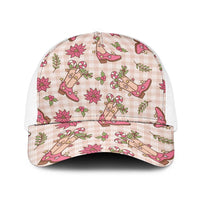 Beige Paniolo Palaka Hawaiian Cowgirl Christmas Baseball Net Cap - Polynesian Pride