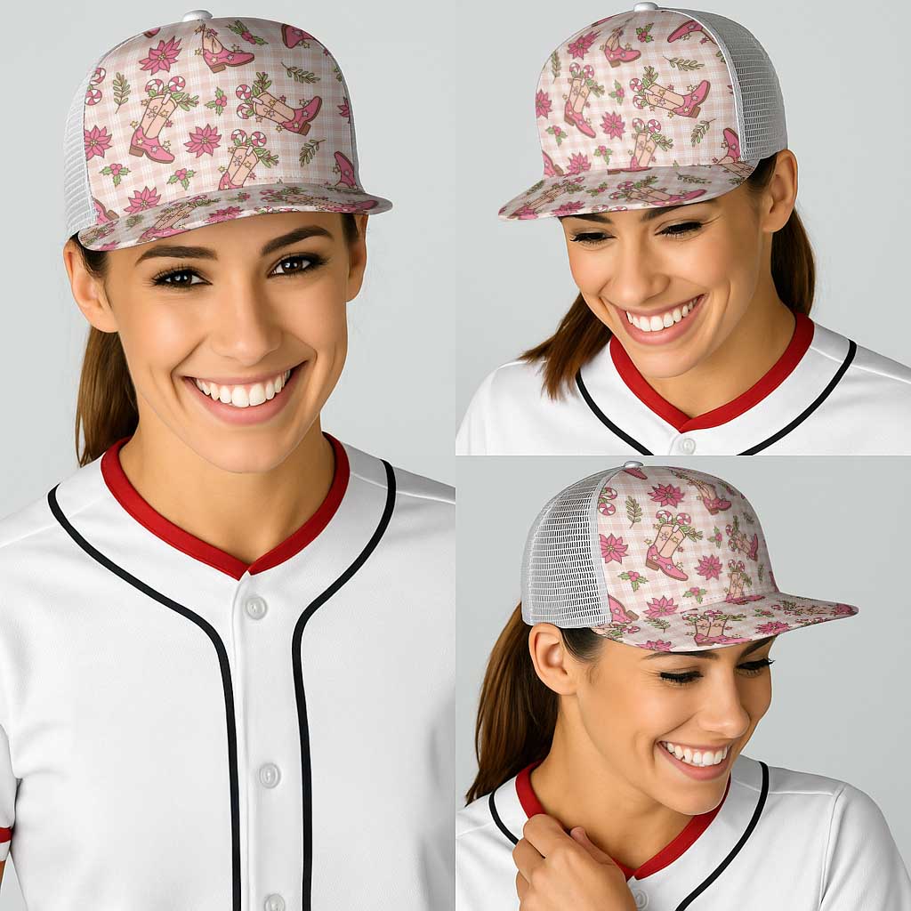 Beige Paniolo Palaka Hawaiian Cowgirl Christmas Baseball Net Cap - Polynesian Pride