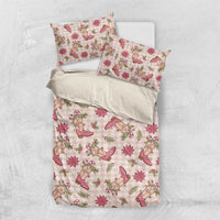 Beige Paniolo Palaka Hawaiian Cowgirl Christmas Bedding Set - Polynesian Pride