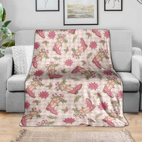 Beige Paniolo Palaka Hawaiian Cowgirl Christmas Blanket - Polynesian Pride