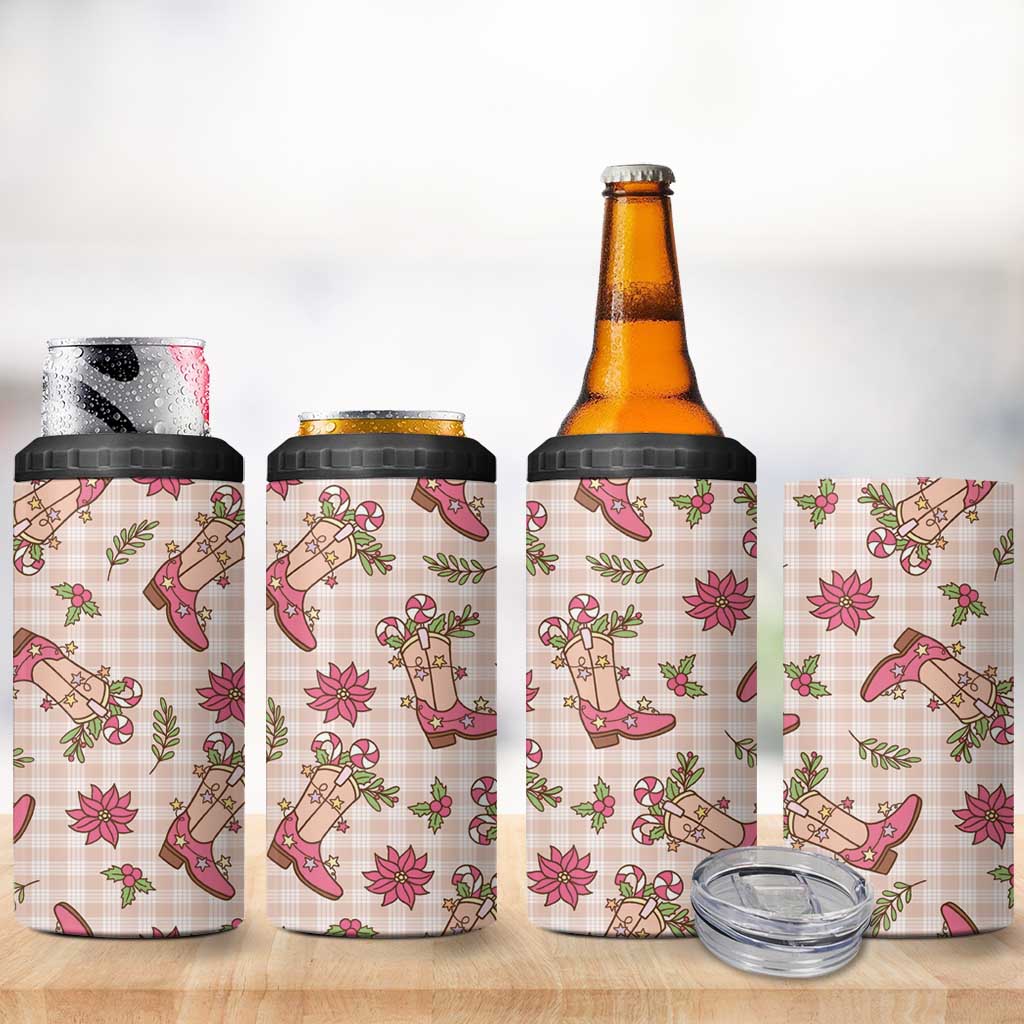 Beige Paniolo Palaka Hawaiian Cowgirl Christmas 4 in 1 Can Cooler Tumbler - Polynesian Pride