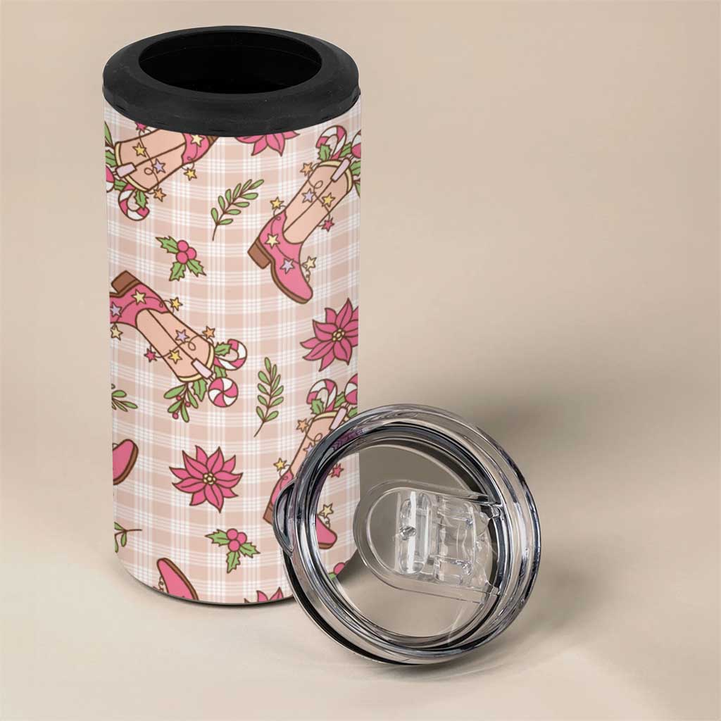 Beige Paniolo Palaka Hawaiian Cowgirl Christmas 4 in 1 Can Cooler Tumbler - Polynesian Pride