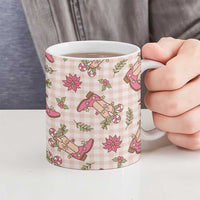 Beige Paniolo Palaka Hawaiian Cowgirl Christmas Ceramic Mug - Polynesian Pride
