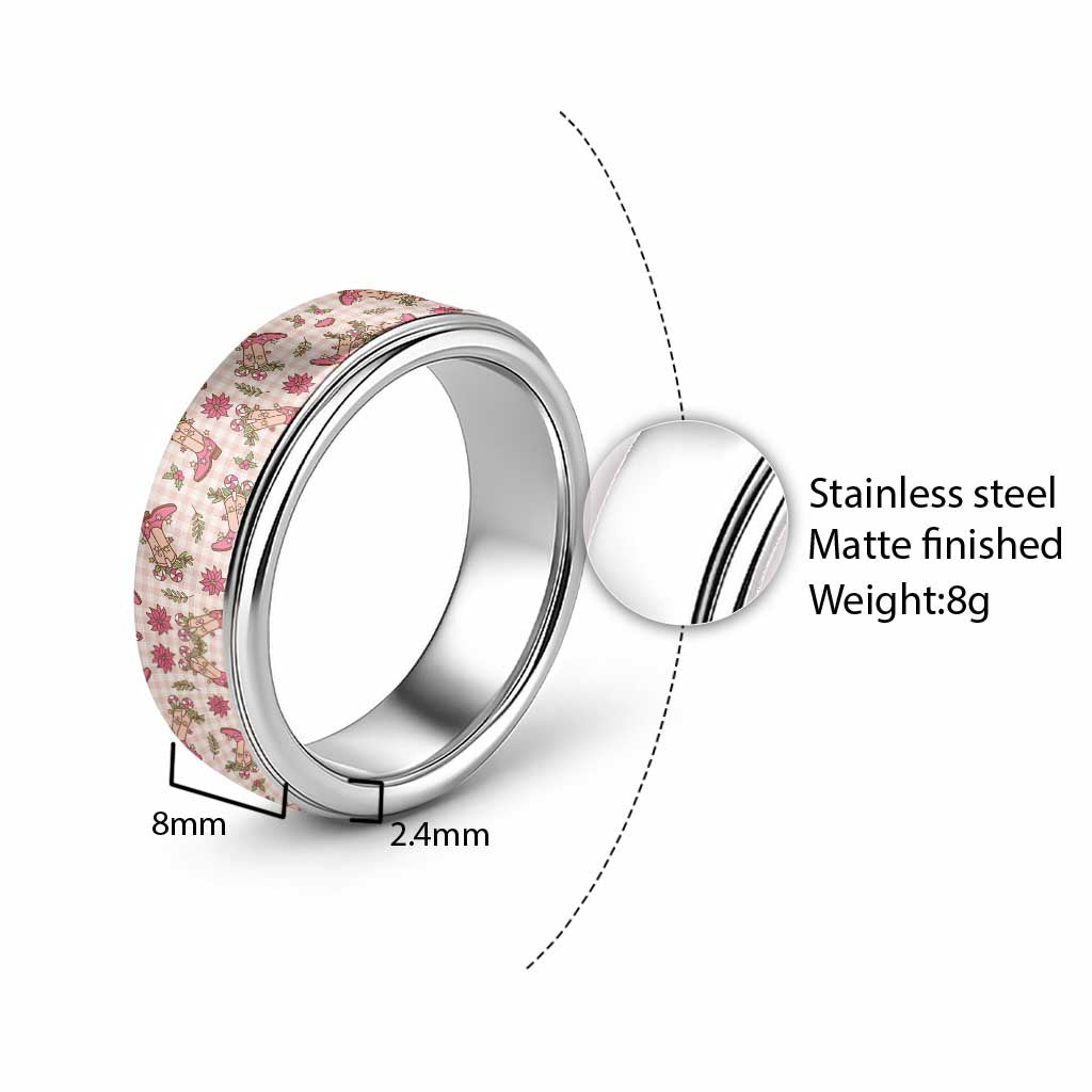 Beige Paniolo Palaka Hawaiian Cowgirl Christmas Classic Ring - Polynesian Pride