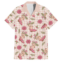 Beige Paniolo Palaka Hawaiian Cowgirl Christmas Family Matching Off The Shoulder Long Sleeve Dress and Hawaiian Shirt LT9 Dad's Shirt - Short Sleeve Beige - Polynesian Pride