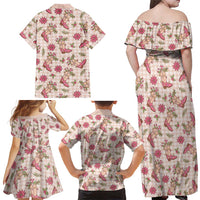 Beige Paniolo Palaka Hawaiian Cowgirl Christmas Family Matching Off Shoulder Maxi Dress and Hawaiian Shirt LT9 - Polynesian Pride