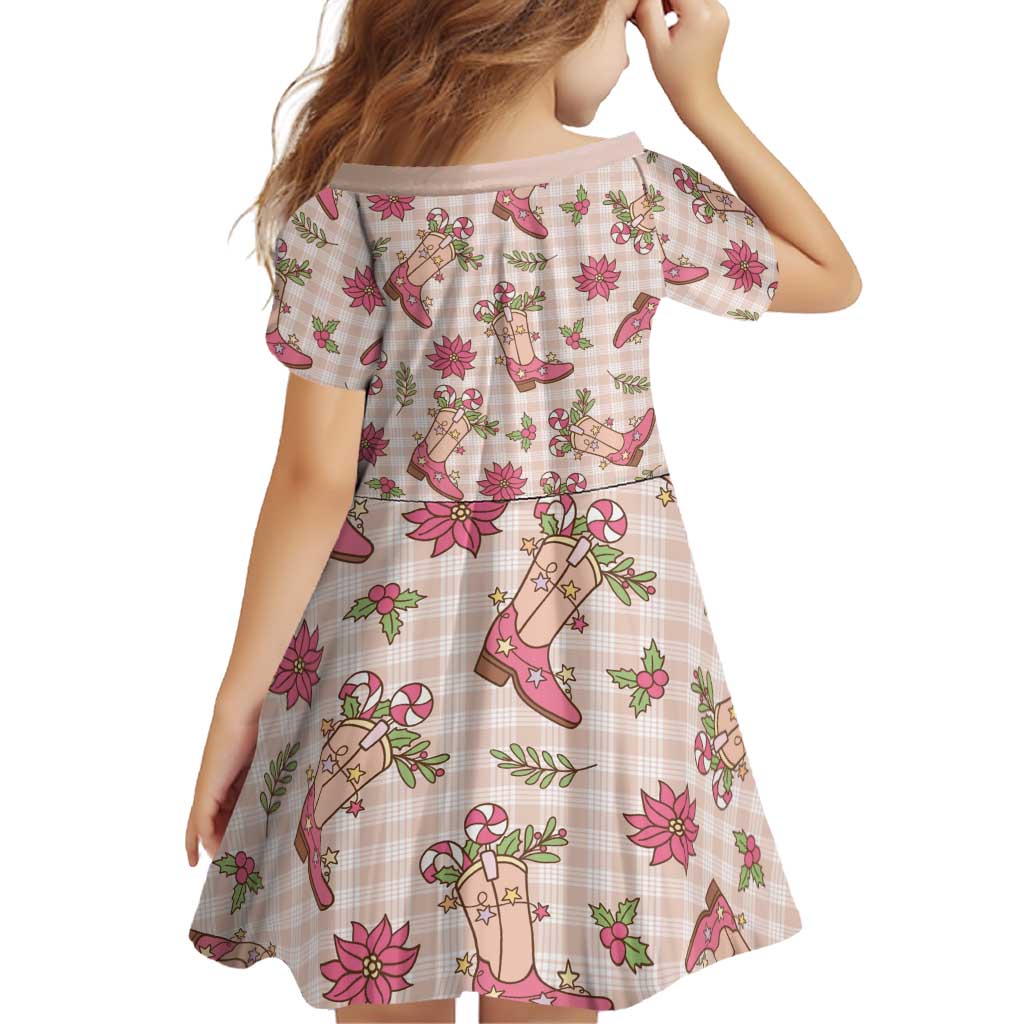 Beige Paniolo Palaka Hawaiian Cowgirl Christmas Family Matching Off Shoulder Short Dress and Hawaiian Shirt LT9 - Polynesian Pride