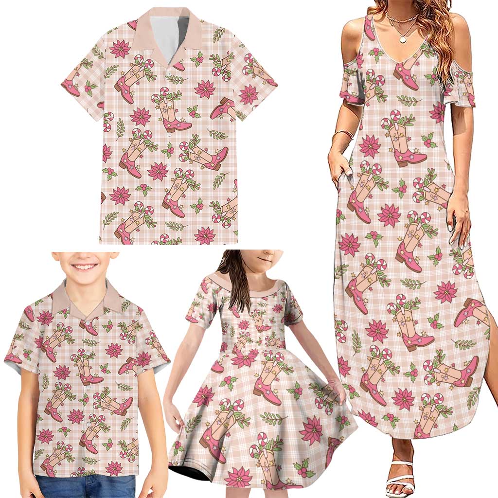 Beige Paniolo Palaka Hawaiian Cowgirl Christmas Family Matching Summer Maxi Dress and Hawaiian Shirt - Polynesian Pride