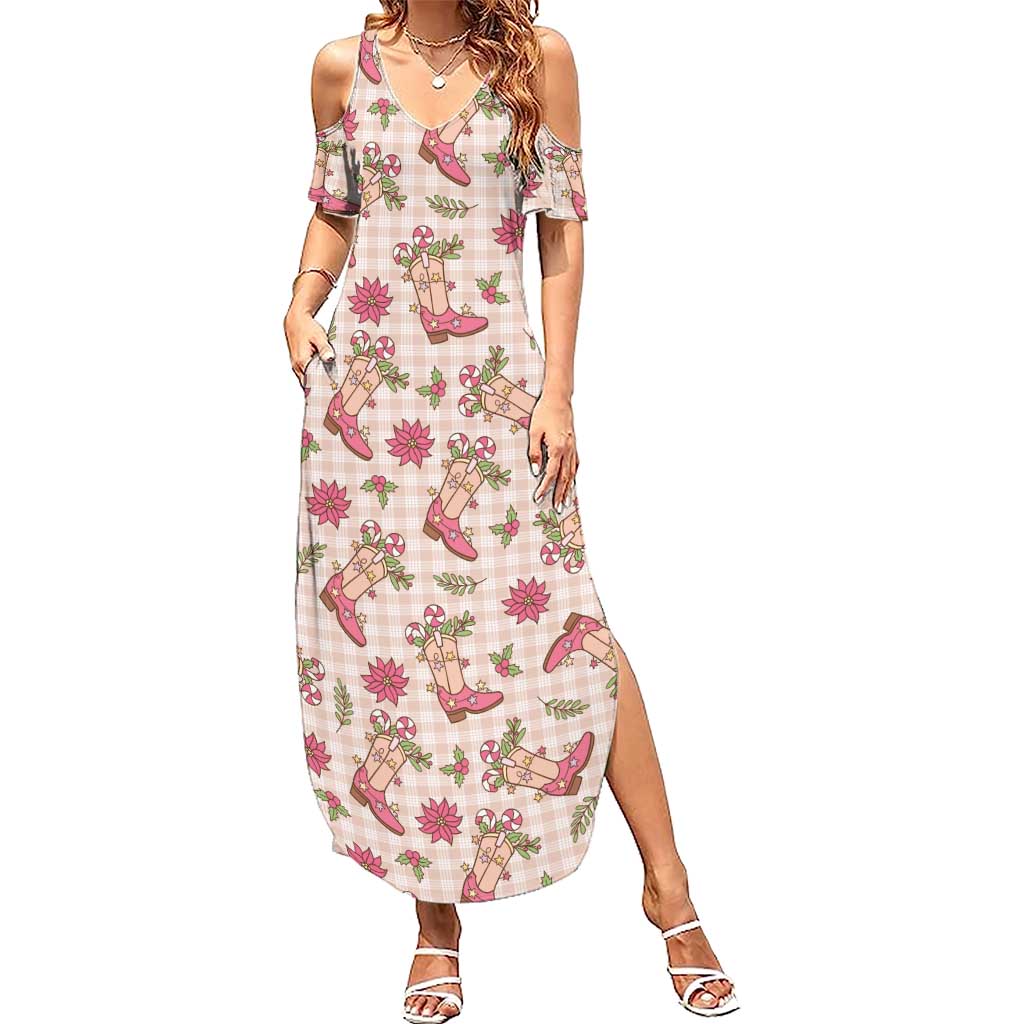 Beige Paniolo Palaka Hawaiian Cowgirl Christmas Family Matching Summer Maxi Dress and Hawaiian Shirt LT9 Mom's Dress Beige - Polynesian Pride