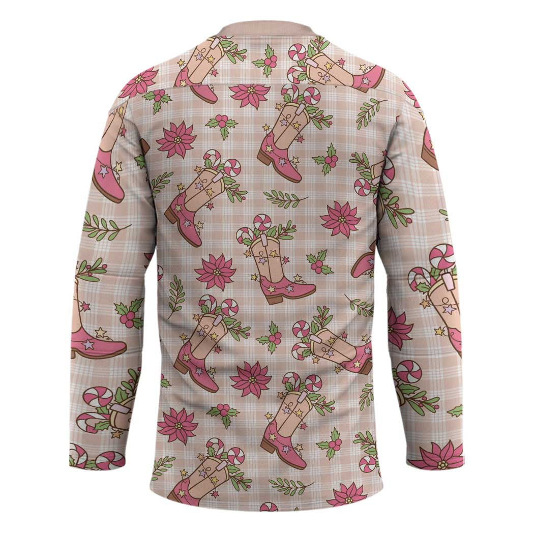 Beige Paniolo Palaka Hawaiian Cowgirl Christmas Hockey Jersey - Polynesian Pride